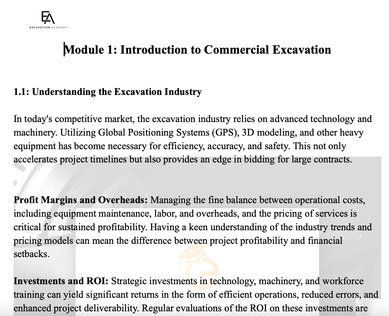 Intro To Commercial Excavation